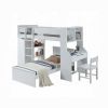 White Twin Loft Bed with Desk and Wardrobe