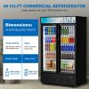 Commercial Beverage Refrigerators Glass Door Refrigerator Commercial with LED Light, 40 Cu.ft and 10 Shelves