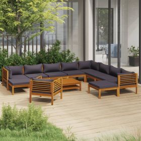 12 Piece Patio Lounge Set with Cushion Solid Acacia Wood