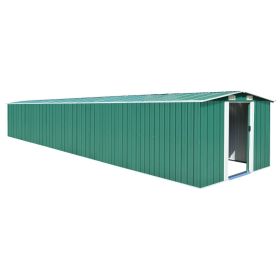 Garden Shed Green 101.2"x306.7"x71.3" Galvanized steel