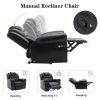 Home Theater Seating Manual Recliner Loveseat with Hide-Away Storage, Cup Holders and LED Light Strip for Living Room, Black