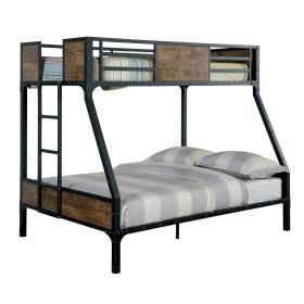 Wooden & Metal Frame Twin/Full Size Bunk Bed, Black