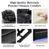 Home Theater Seating Manual Recliner Loveseat with Hide-Away Storage, Cup Holders and LED Light Strip for Living Room, Black