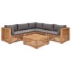 6 Piece Garden Lounge Set with Cushions Solid Teak Wood