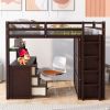 Full size Loft Bed with Drawers,Desk,and Wardrobe