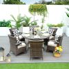 Direct Wicker 7-Piece Outdoor Rattan Furniture Dining Set with 6 Cushioned Armchair