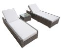 Direct Wicker Outdoor Rattan Chaise Lounge with Cushions and Table