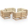 8 Piece Patio Lounge Set with Cushions Solid Pinewood