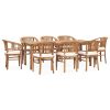 9 Piece Patio Dining Set with Cushions Solid Teak Wood