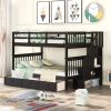 Stairway Full-Over-Full Bunk Bed with Drawer;  Storage and Guard Rail for Bedroom