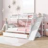 Twin over Full Bunk Bed with 2 Drawers,Slide,Shelves,Ladder,Rubber Wood Bunk Bed with Slide,Drawers,Grey