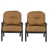 Zoe 28 Inch Outdoor Patio Club Chair, Cushion, Set of 2, Aluminum, Brown