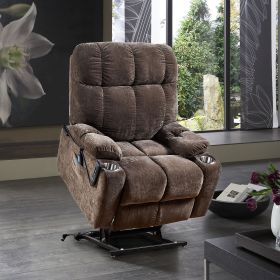 Liyasi Dual OKIN Motor Power Lift Recliner Chair for Elderly Infinite Position Lay Flat 180° Recliner with Heat Massage (Color: as Pic)