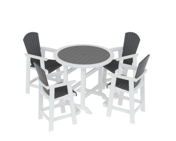 HDPE Patio Bar Table Set High Top Outdoor Table and Chairs Set of 5 Bar Table & Stools Set with Tall Adirondack Chairs Set for 4 (Color: as Pic)