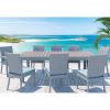 Balcones 9-Piece Outdoor Dining Table Set With 8-Dining Chairs, Gray/Aqua