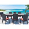 Balcones 9-Piece Outdoor Dining Table Set With 8-Dining Chairs, Brown/Terracotta