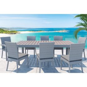 Balcones 9-Piece Outdoor Dining Table Set With 8-Dining Chairs, Gray/Dark Gray (Color: as Pic)