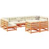 9 Piece Patio Sofa Set with Cushions Wax Brown Solid Wood Pine