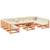 10 Piece Patio Sofa Set with Cushions Wax Brown Solid Wood Pine