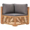 8 Piece Patio Lounge Set with Dark Gray Cushion Solid Teak Wood