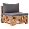 8 Piece Patio Lounge Set with Dark Gray Cushion Solid Teak Wood