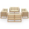 8 Piece Patio Lounge Set with Cushions Solid Pinewood