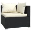 14 Piece Patio Lounge Set with Cushions Black Poly Rattan