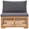 6 Piece Garden Lounge Set with Cushions Solid Teak Wood