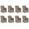 11 Piece Patio Dining Set Poly Rattan Brown