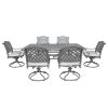 Outdoor 7-Piece Aluminum Dining Set with Cushion, Golden Gauze