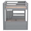 Wood Full Size Convertible Bunk Bed with Storage Staircase, Bedside Table, and 3 Drawers