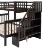 Stairway Twin-Over-Full Bunk Bed with Drawer;  Storage and Guard Rail for Bedroom;  Dorm;  for Adults