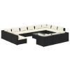 14 Piece Patio Lounge Set with Cushions Black Poly Rattan