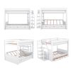 Wood Full Size Convertible Bunk Bed with Storage Staircase, Bedside Table, and 3 Drawers