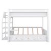 Wood Full Size Convertible Bunk Bed with Storage Staircase, Bedside Table, and 3 Drawers