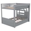 Wood Full Size Convertible Bunk Bed with Storage Staircase, Bedside Table, and 3 Drawers