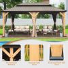 12'x20' Hardtop Gazebo, Outdoor Cedar Wood Frame Canopy with Galvanized Steel Double Roof