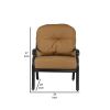 Zoe 28 Inch Outdoor Patio Club Chair, Cushion, Set of 2, Aluminum, Brown