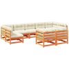 9 Piece Patio Sofa Set with Cushions Wax Brown Solid Wood Pine