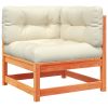 9 Piece Patio Sofa Set with Cushions Wax Brown Solid Wood Pine