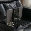 270 Degree Swivel PU Leather Power Recliner Individual Seat Home Theater Recliner with Comforable Backrest, Tray Table, Phone Holder, Cup Holder