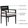 Outdoor Patio K/D Aluminum Stationary Dining Chairs 4PCS with Outdoor-grade Sunbrella Fabric Cushions, Tapered Feet, Ember Black