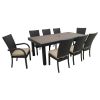 Balcones 9-Piece Outdoor Dining Table Set With 8-Dining Chairs, Brown/Chocolate