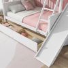 Twin over Full Bunk Bed with 2 Drawers,Slide,Shelves,Ladder,Rubber Wood Bunk Bed with Slide,Drawers,Grey