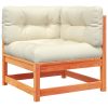 10 Piece Patio Sofa Set with Cushions Wax Brown Solid Wood Pine