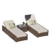 Direct Wicker Outdoor Rattan Chaise Lounge with Cushions and Table