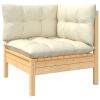 14 Piece Patio Lounge Set with Cream Cushions Solid Pinewood