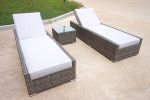 Direct Wicker Outdoor Rattan Chaise Lounge with Cushions and Table