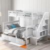 Stairway Twin-Over-Full Bunk Bed with Drawer;  Storage and Guard Rail for Bedroom;  Dorm;  for Adults