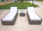 Direct Wicker Outdoor Rattan Chaise Lounge with Cushions and Table